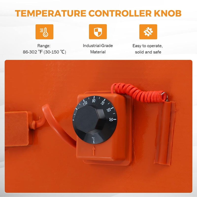 BEAMNOVA 55 Gal Metal Drum Heater, 10 * 70 inch, Temperature Controller, 120V Pail Heating Band, for Honey Oil Barrel, Silicone Rubber Heating Band, Heavy Duty - Image 4